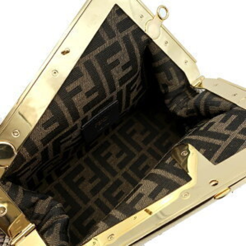 Fendi Clutch Bag First Python White Grey - image 6
